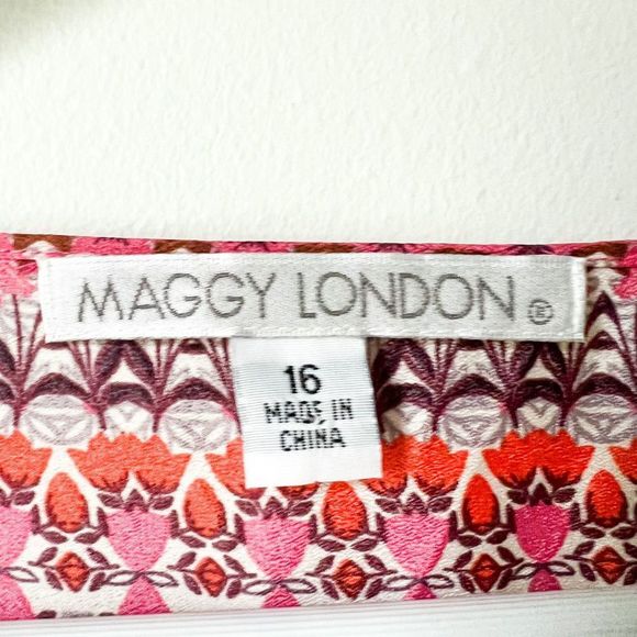 NWT Maggie London Floral Print Blouson Dress Pink Multi Size 16 - Picture 7 of 13